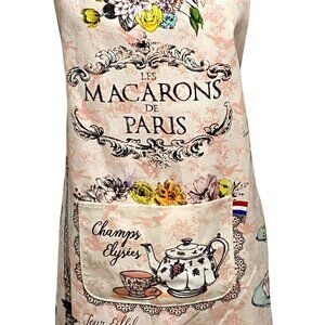 Les Macarons de Paris Macaron Flour Bib Apron Cooking Baking Kitchen Decor